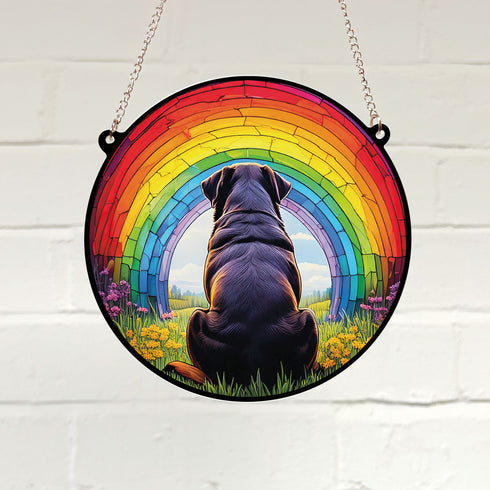 Rottweiler Rainbow Bridge Stained Glass Effect Suncatcher